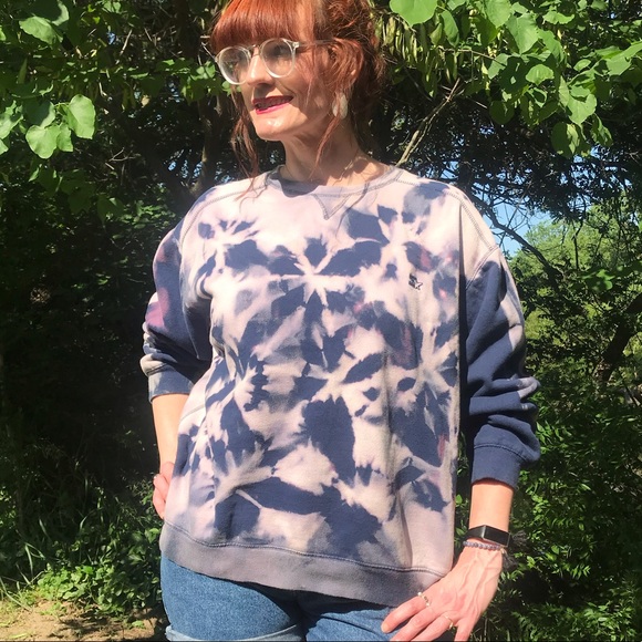 STARTER Tops - Starter Navy Blue Bleach Dyed Sweatshirt